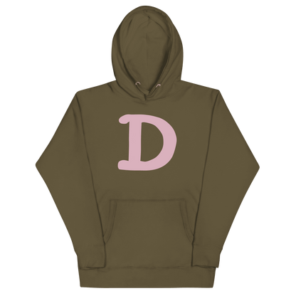 Detroit 'Old French D' Hoodie (Pink Full Body Outline) | Unisex Premium - Circumspice Michigan