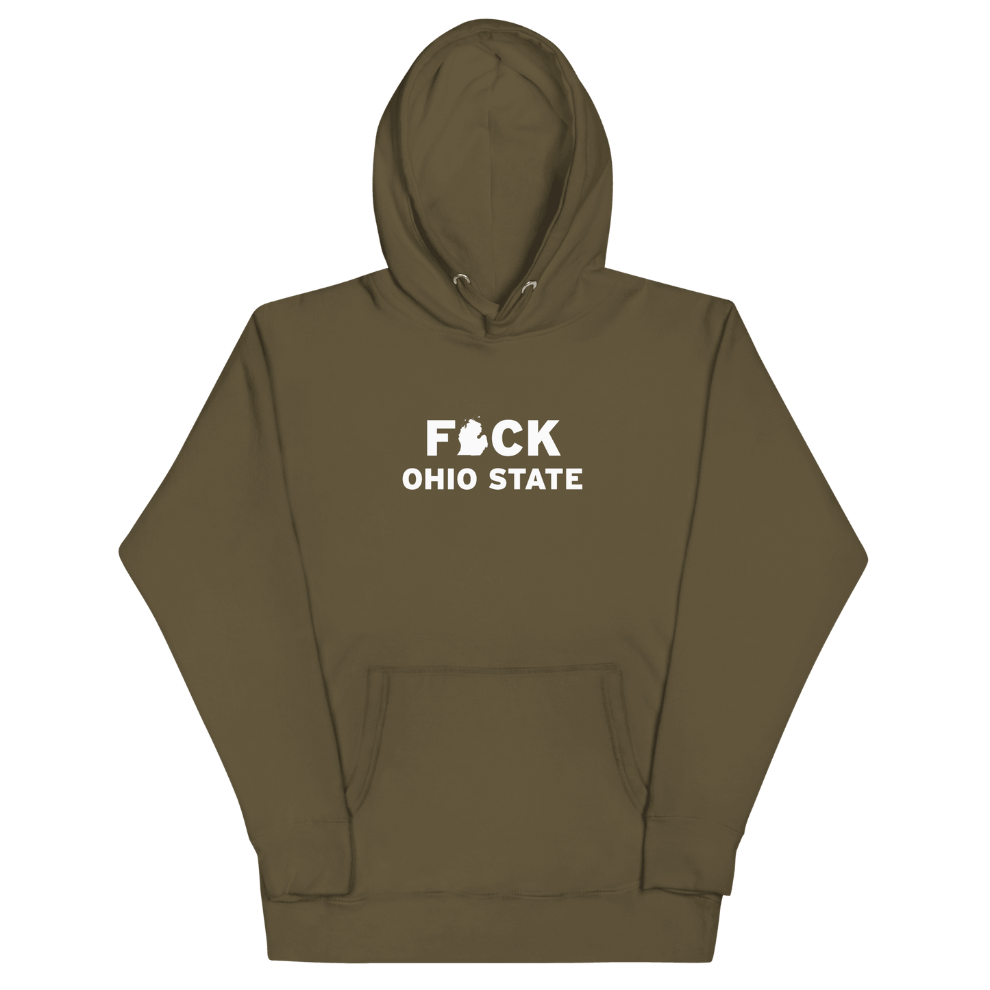 'F*ck Ohio State' Hoodie (White/Navy Type w/ Lower Peninsula Outline ) | Unisex Premium - Circumspice Michigan