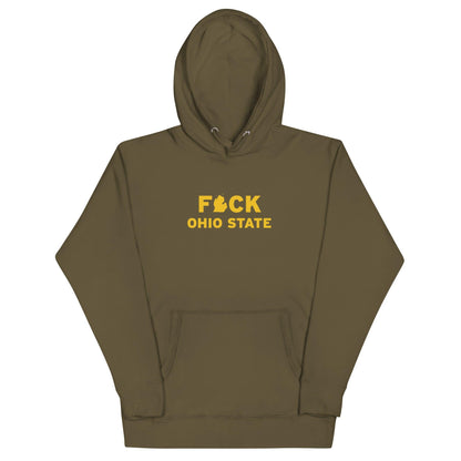 'F*ck Ohio State' Hoodie (Gold Type w/ Lower Peninsula Outline ) | Unisex Premium - Circumspice Michigan