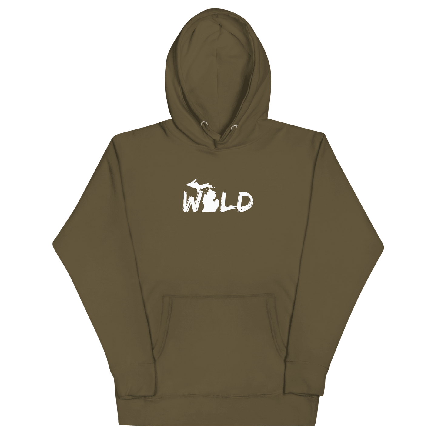 Michigan 'Wild' Hoodie (Paintbrush Font w/ MI Outline) | Unisex Premium - Circumspice Michigan