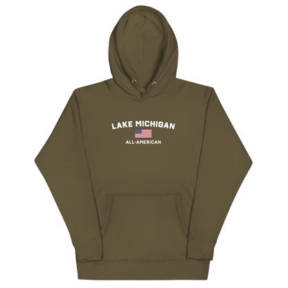 'Lake Michigan All American' Hoodie | Unisex Premium - Circumspice Michigan