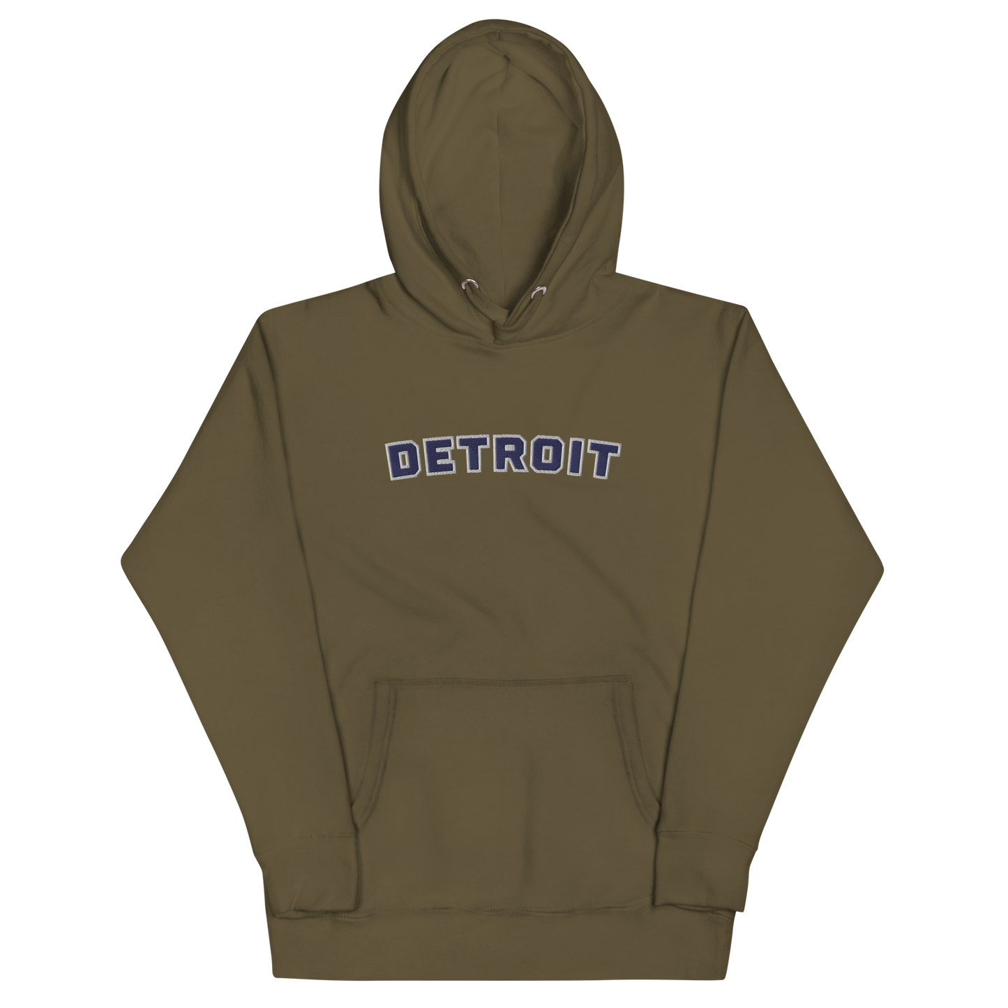 'Detroit' Unisex Premium Hoodie (Athletic Font) | Navy Embroidery