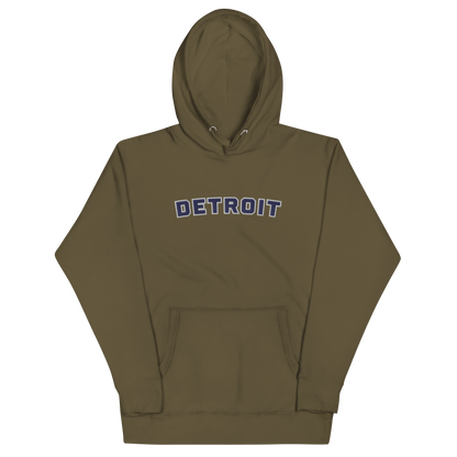 'Detroit' Unisex Premium Hoodie (Athletic Font) | Navy Embroidery