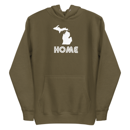 Michigan 'Home' Unisex Premium Hoodie (1970s Audiophile Font w/MI Outline)