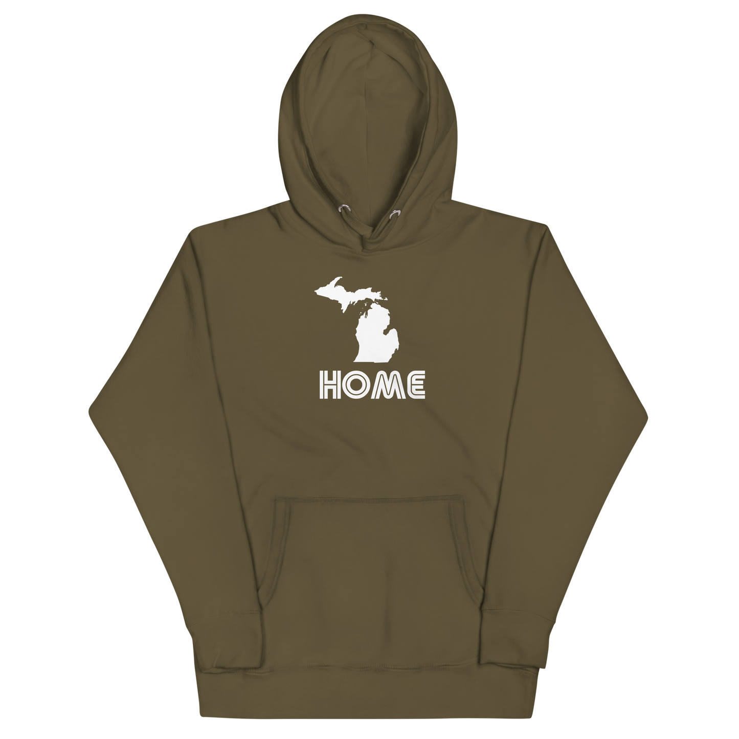 Michigan 'Home' Unisex Premium Hoodie (1970s Audiophile Font w/MI Outline)