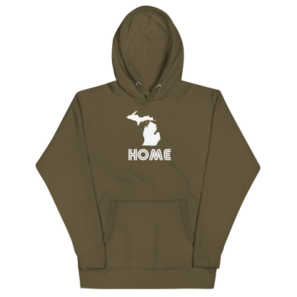 Michigan 'Home' Unisex Premium Hoodie (1970s Audiophile Font w/MI Outline)