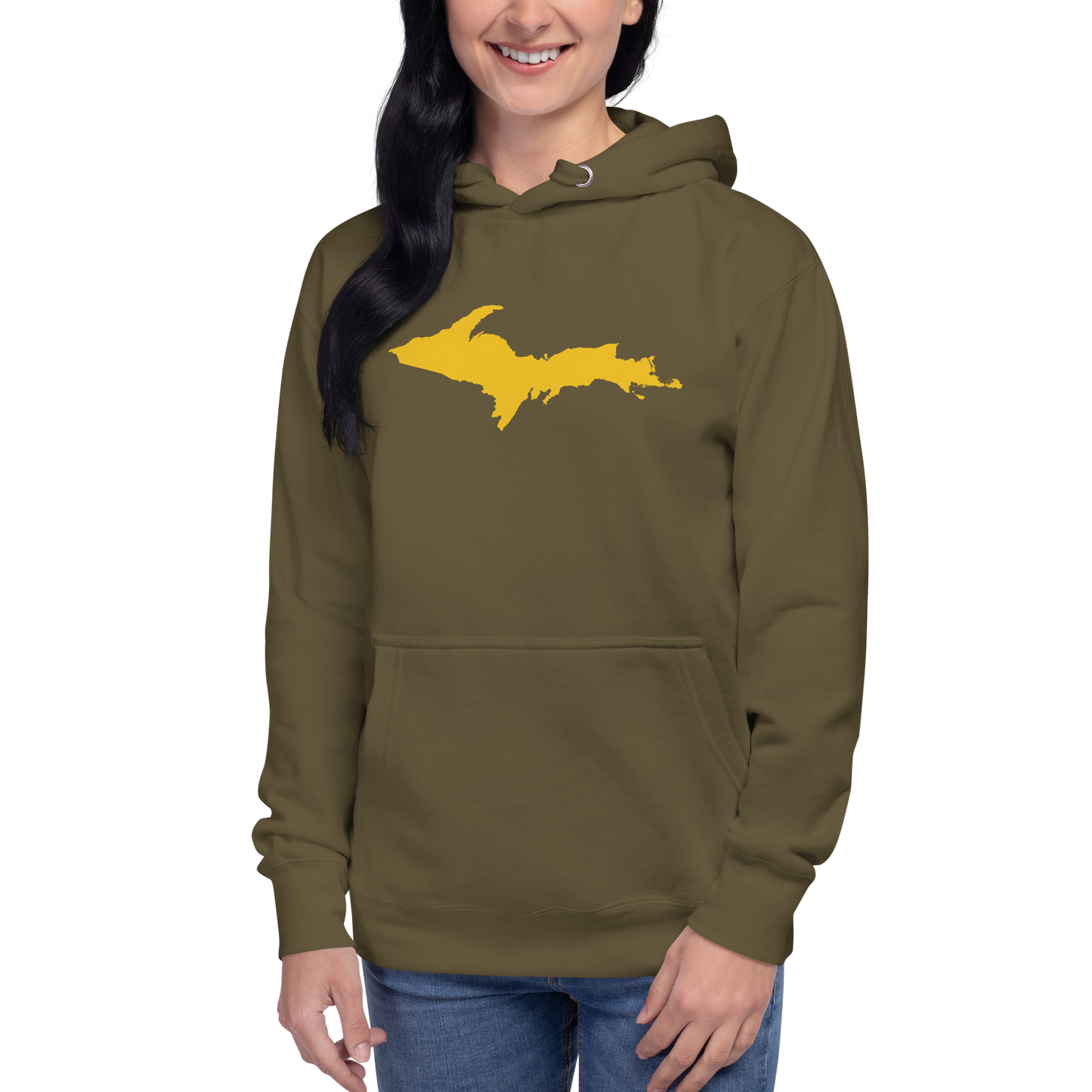 Upper Peninsula Hoodie (w/ Gold UP Outline) | Unisex Premium