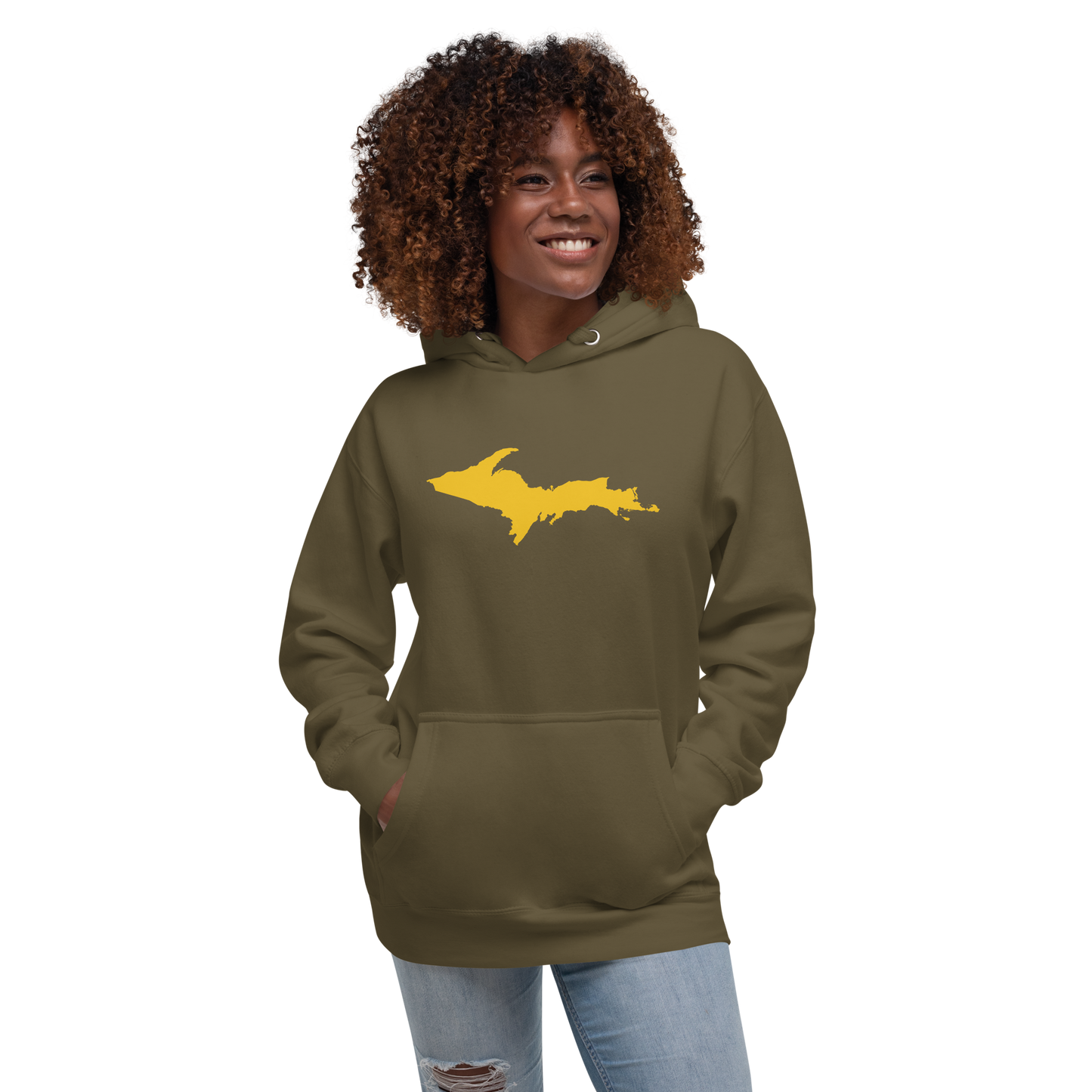 Upper Peninsula Hoodie (w/ Gold UP Outline) | Unisex Premium