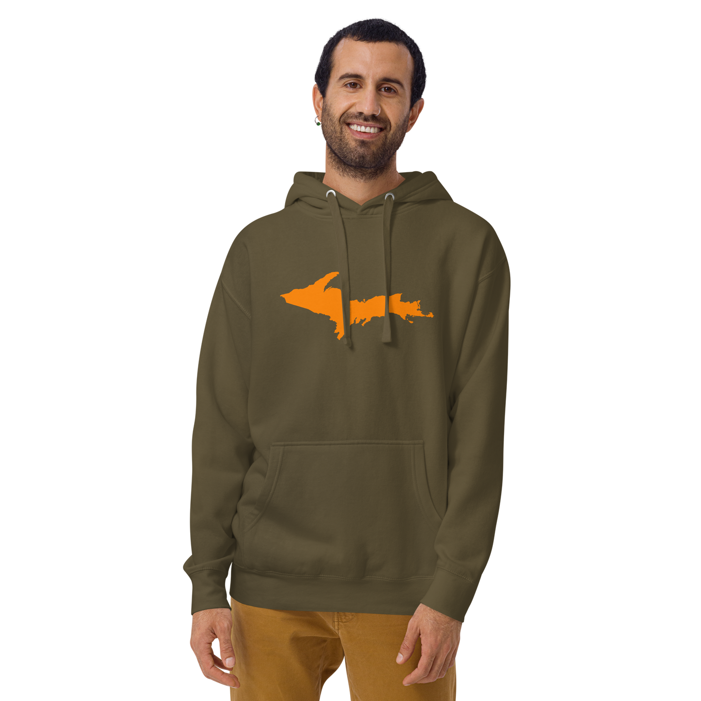 Michigan Upper Peninsula Hoodie (w/ Orange UP Outline) | Unisex Premium