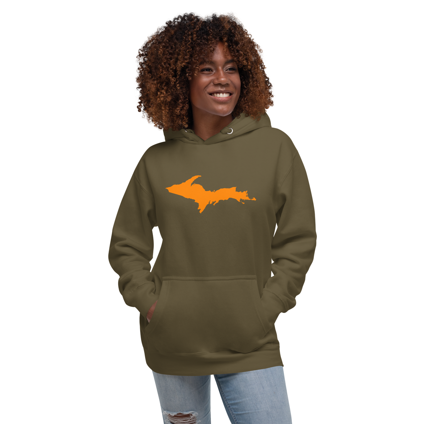 Michigan Upper Peninsula Hoodie (w/ Orange UP Outline) | Unisex Premium