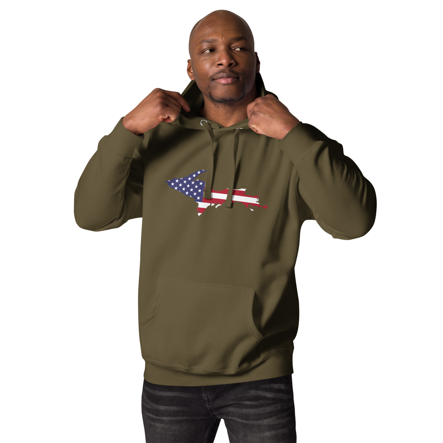 Michigan Upper Peninsula Hoodie (w/ UP USA Flag Outline) | Unisex Premium