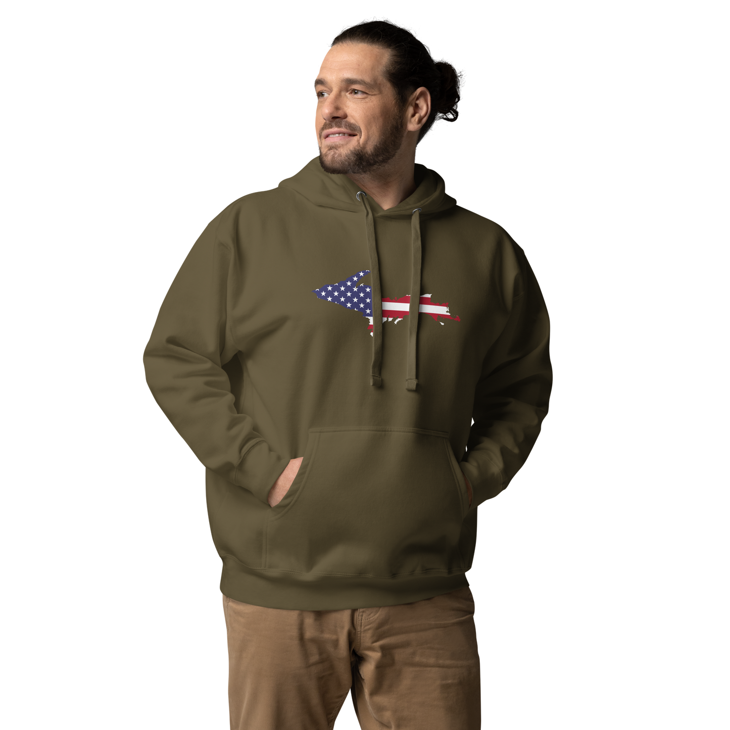 Michigan Upper Peninsula Hoodie (w/ UP USA Flag Outline) | Unisex Premium