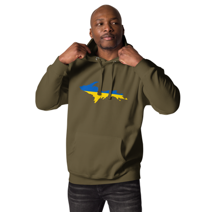 Michigan Upper Peninsula Hoodie (w/ UP Ukraine Flag Outline) | Unisex Premium