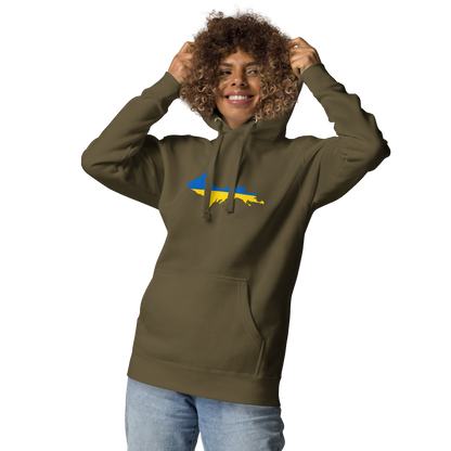 Michigan Upper Peninsula Hoodie (w/ UP Ukraine Flag Outline) | Unisex Premium