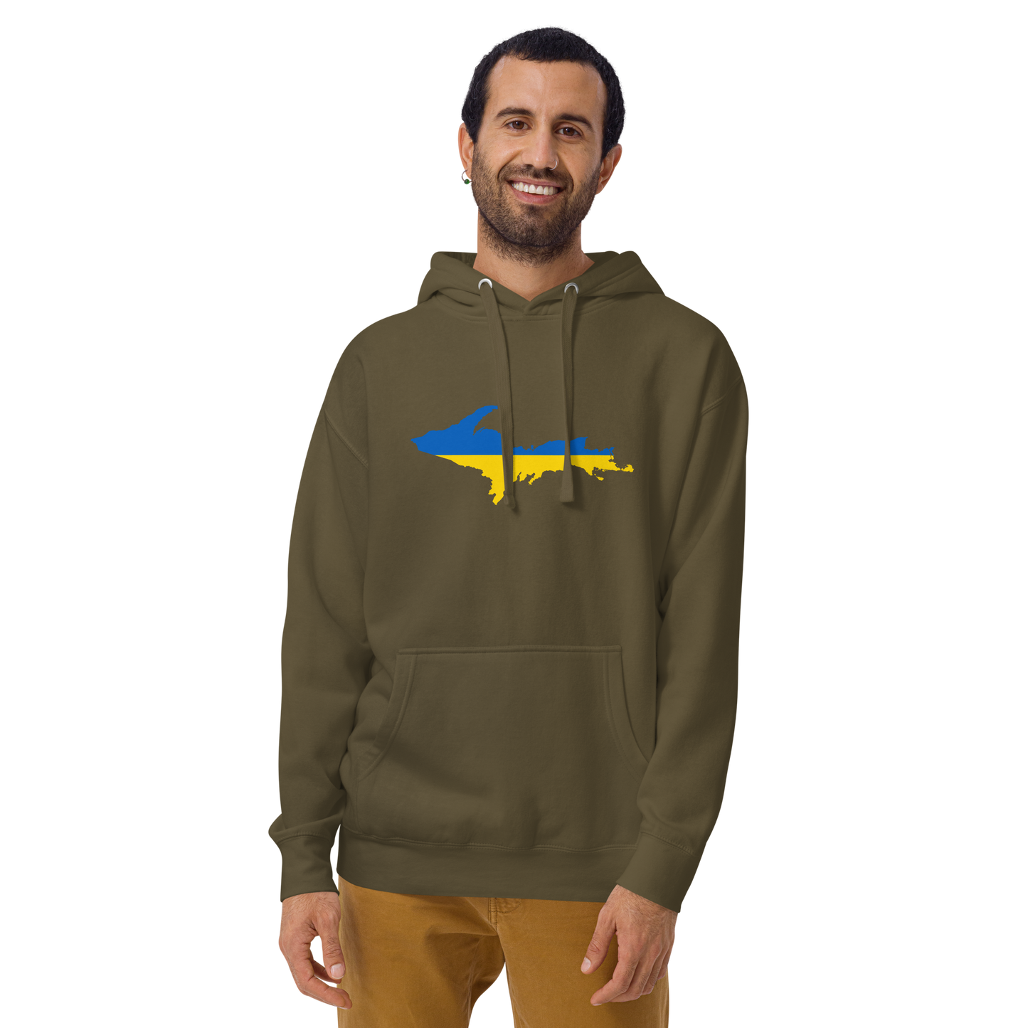 Michigan Upper Peninsula Hoodie (w/ UP Ukraine Flag Outline) | Unisex Premium