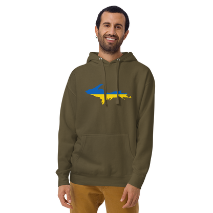 Michigan Upper Peninsula Hoodie (w/ UP Ukraine Flag Outline) | Unisex Premium