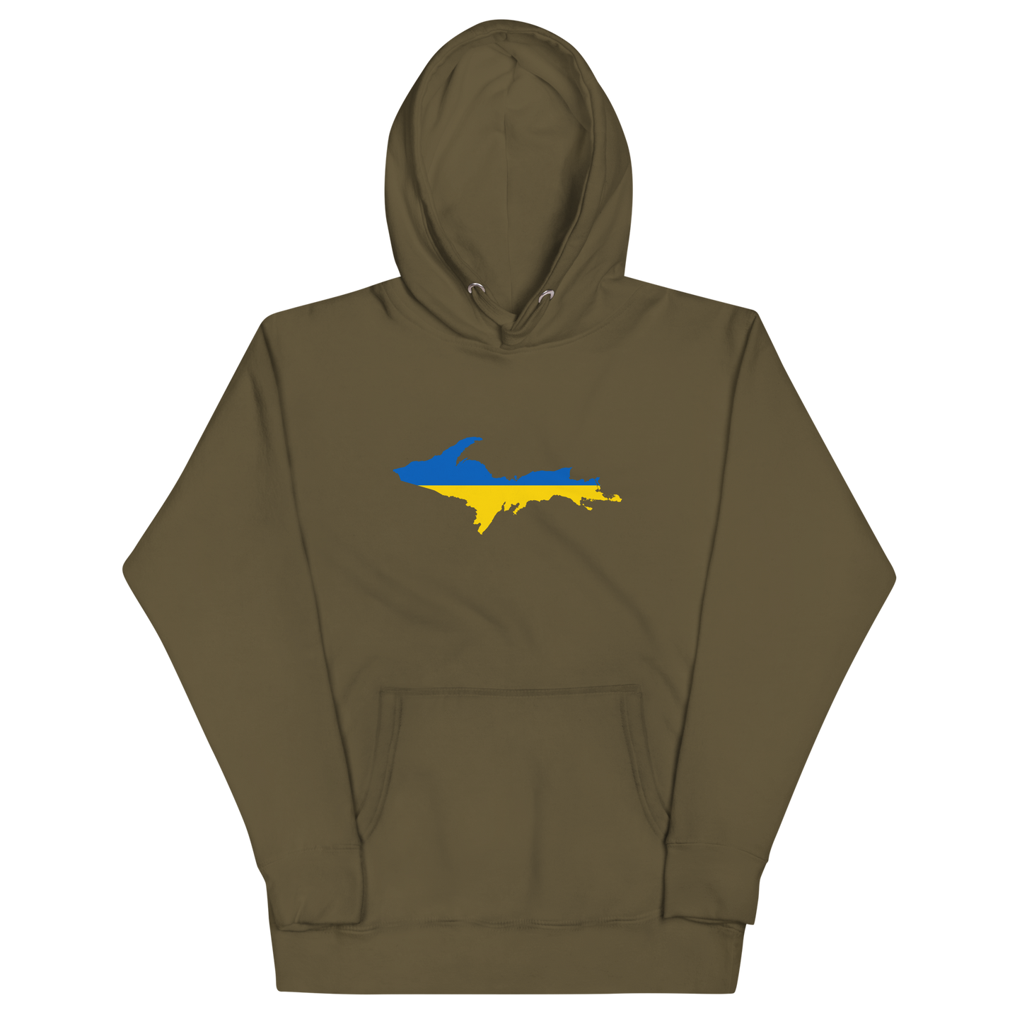 Michigan Upper Peninsula Hoodie (w/ UP Ukraine Flag Outline) | Unisex Premium