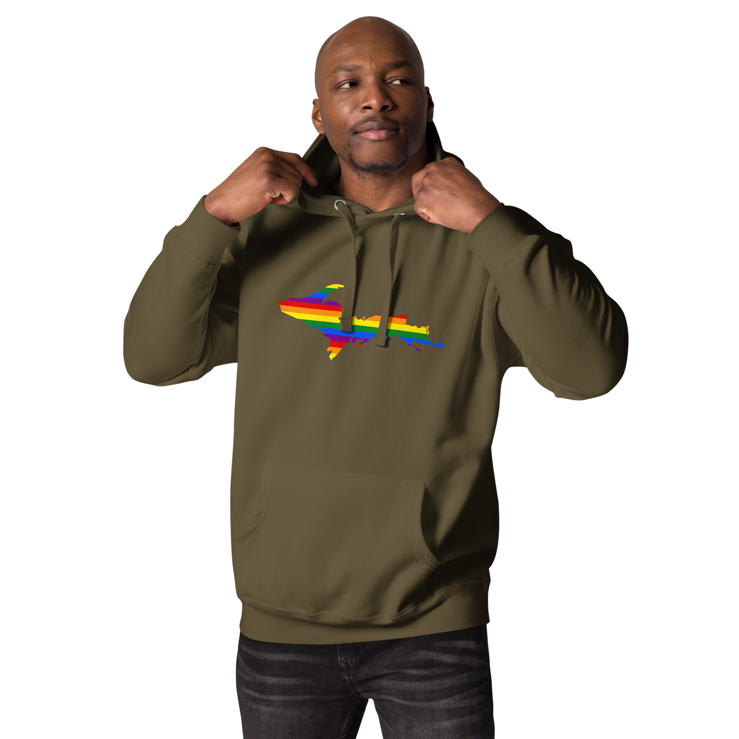 Michigan Upper Peninsula Hoodie (w/ UP Pride Flag Outline) | Unisex Premium