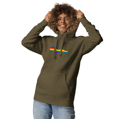 Michigan Upper Peninsula Hoodie (w/ UP Pride Flag Outline) | Unisex Premium