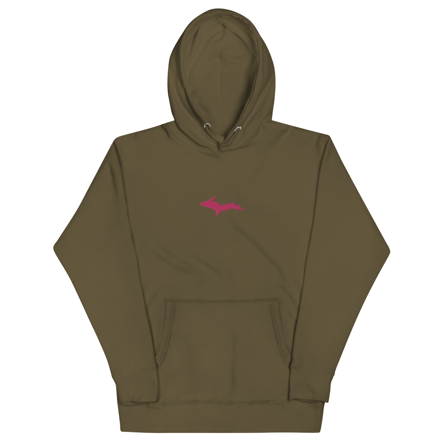 Michigan Upper Peninsula Hoodie (w/ Embroidered Pink UP Outline) | Unisex Premium