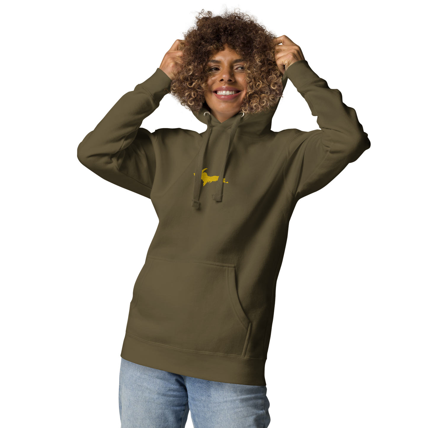 Michigan Upper Peninsula Hoodie (w/ Embroidered Gold UP Outline) | Unisex Premium