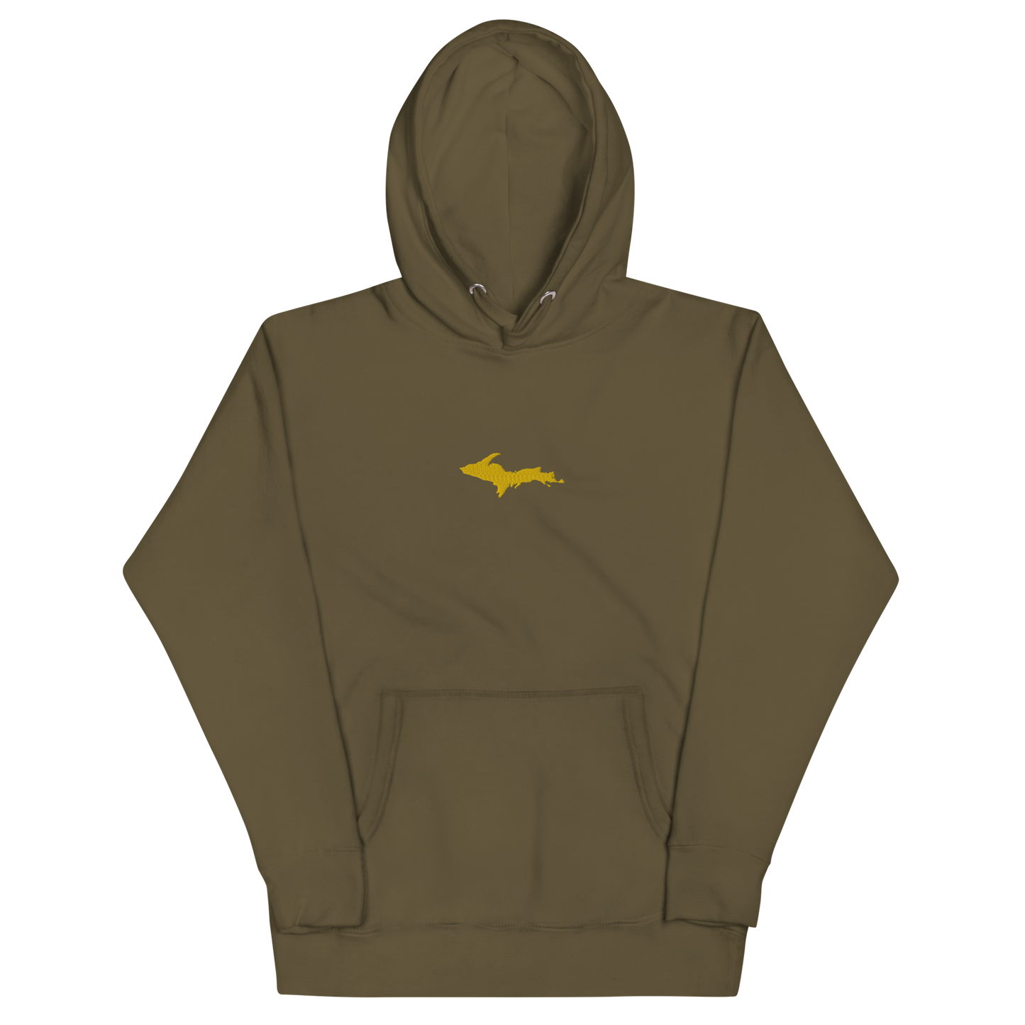 Michigan Upper Peninsula Hoodie (w/ Embroidered Gold UP Outline) | Unisex Premium