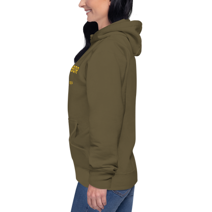 'Ann Arbor EST 1824' Unisex Premium Hoodie (Gold Type w/USA Flag Outline)