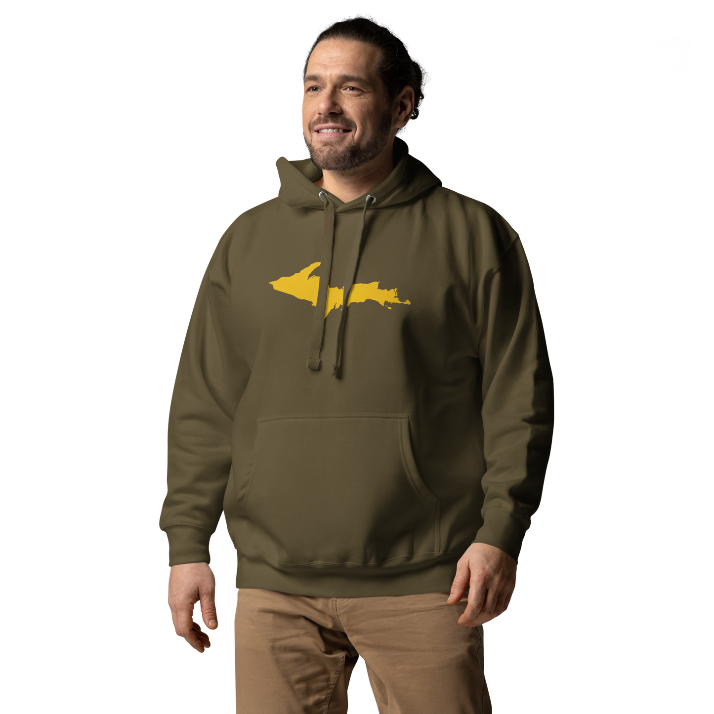 Upper Peninsula Hoodie (w/ Gold UP Outline) | Unisex Premium