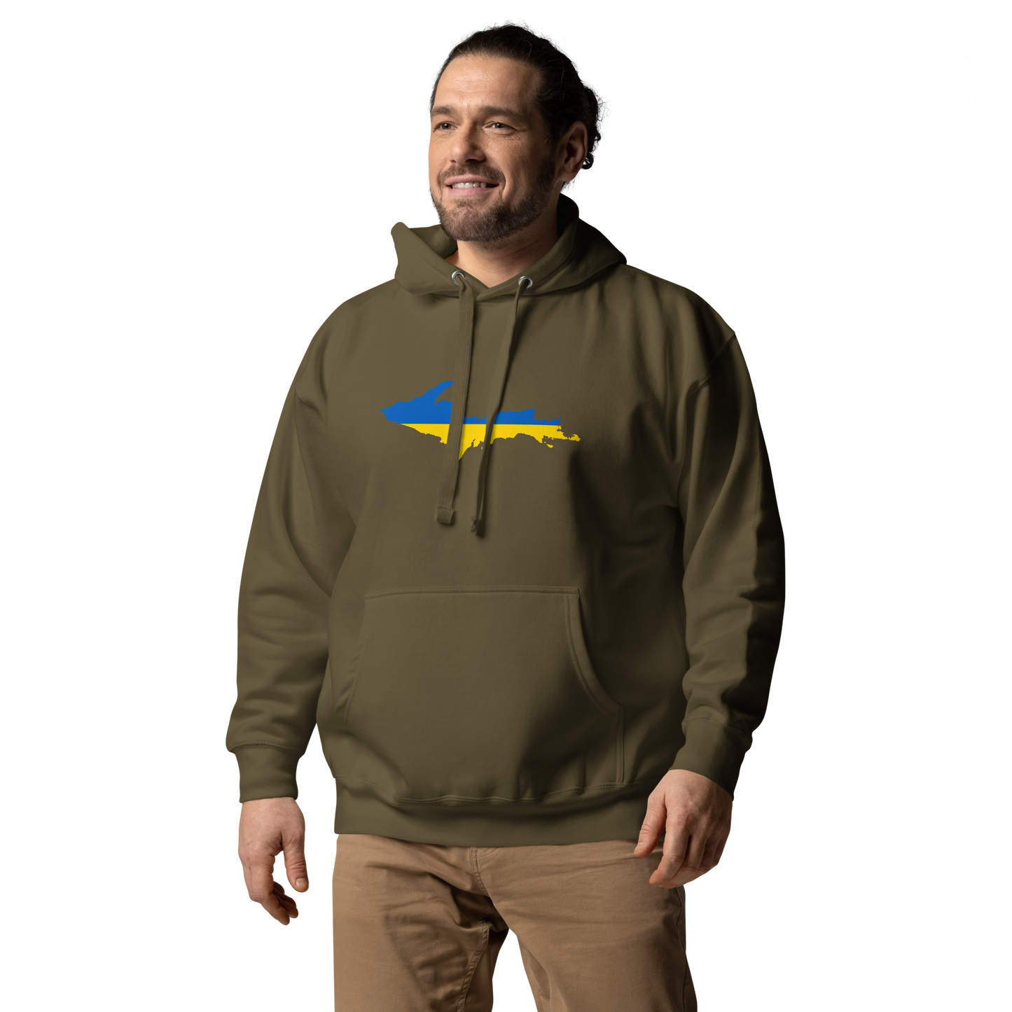 Michigan Upper Peninsula Hoodie (w/ UP Ukraine Flag Outline) | Unisex Premium