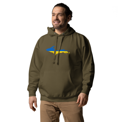 Michigan Upper Peninsula Hoodie (w/ UP Ukraine Flag Outline) | Unisex Premium