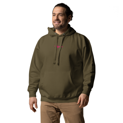 Michigan Upper Peninsula Hoodie (w/ Embroidered Pink UP Outline) | Unisex Premium