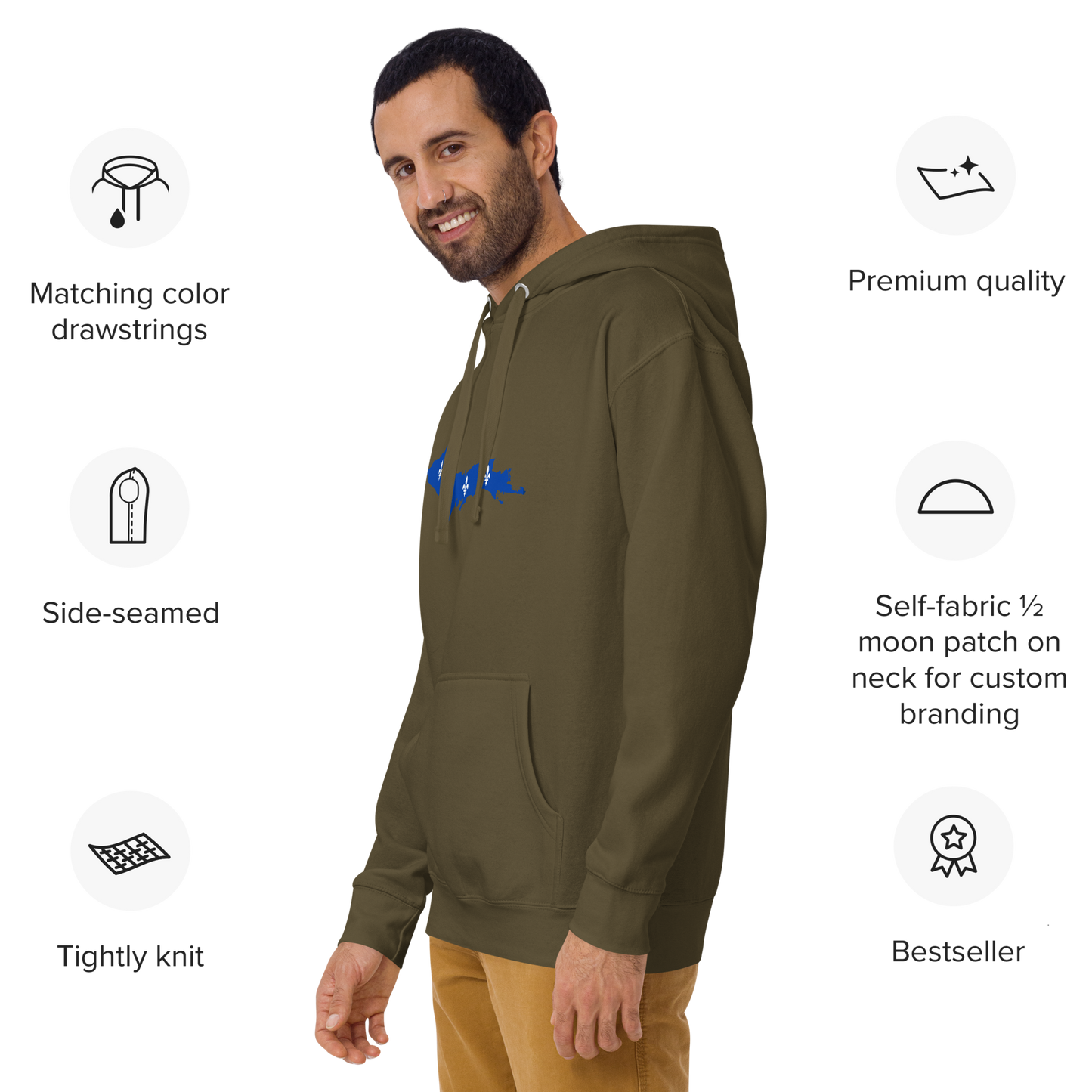 Michigan Upper Peninsula Hoodie (w/ UP Quebec Flag Outline) | Unisex Premium