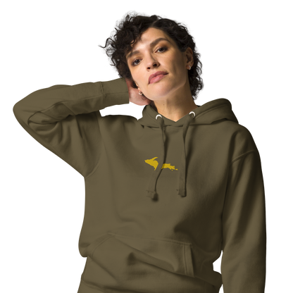 Michigan Upper Peninsula Hoodie (w/ Embroidered Gold UP Outline) | Unisex Premium