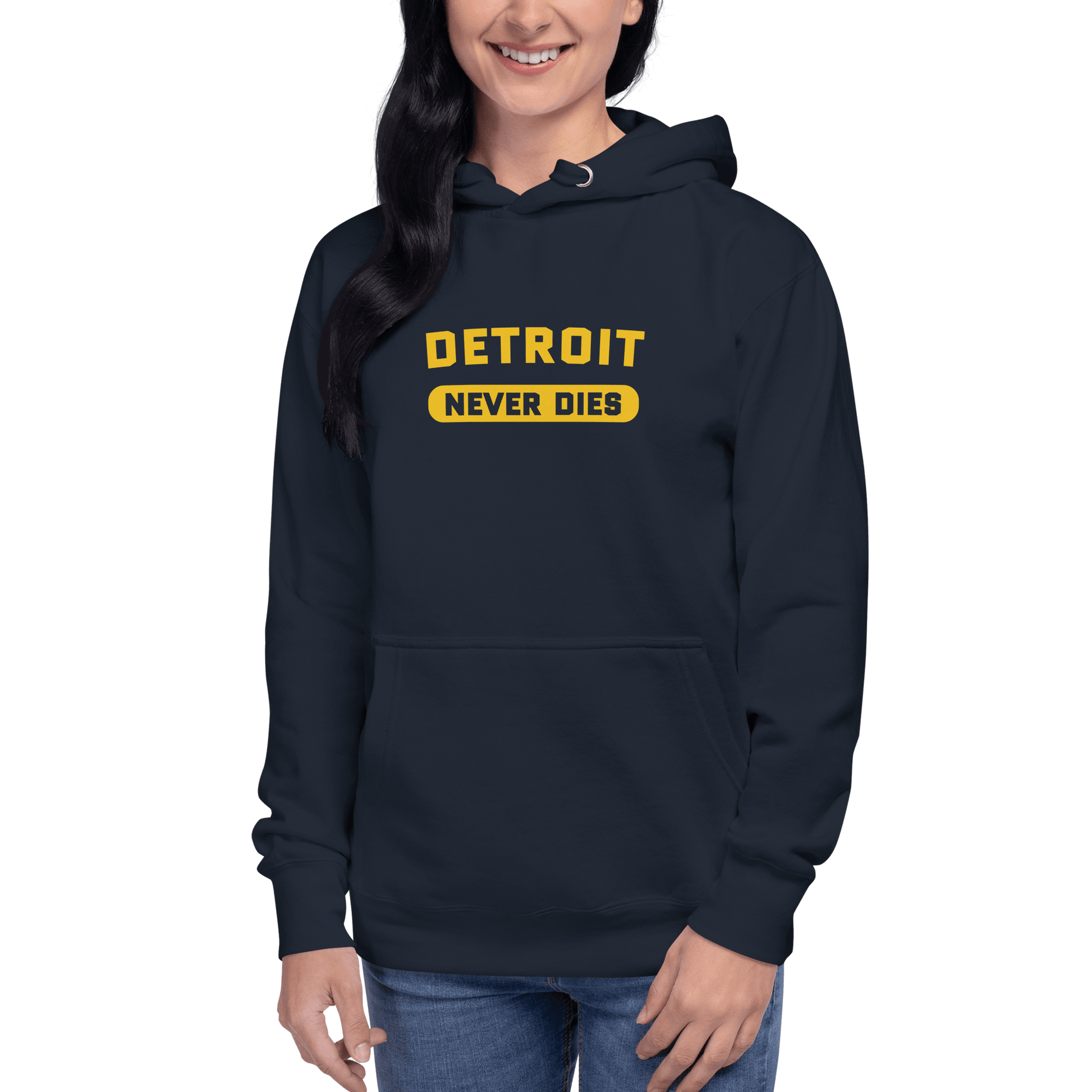 'Detroit Never Dies' Hoodie | Unisex Premium - Circumspice Michigan