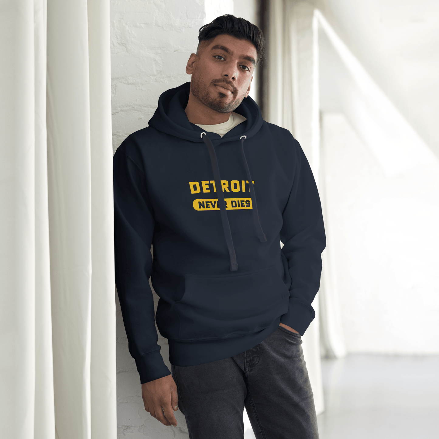 'Detroit Never Dies' Hoodie | Unisex Premium - Circumspice Michigan