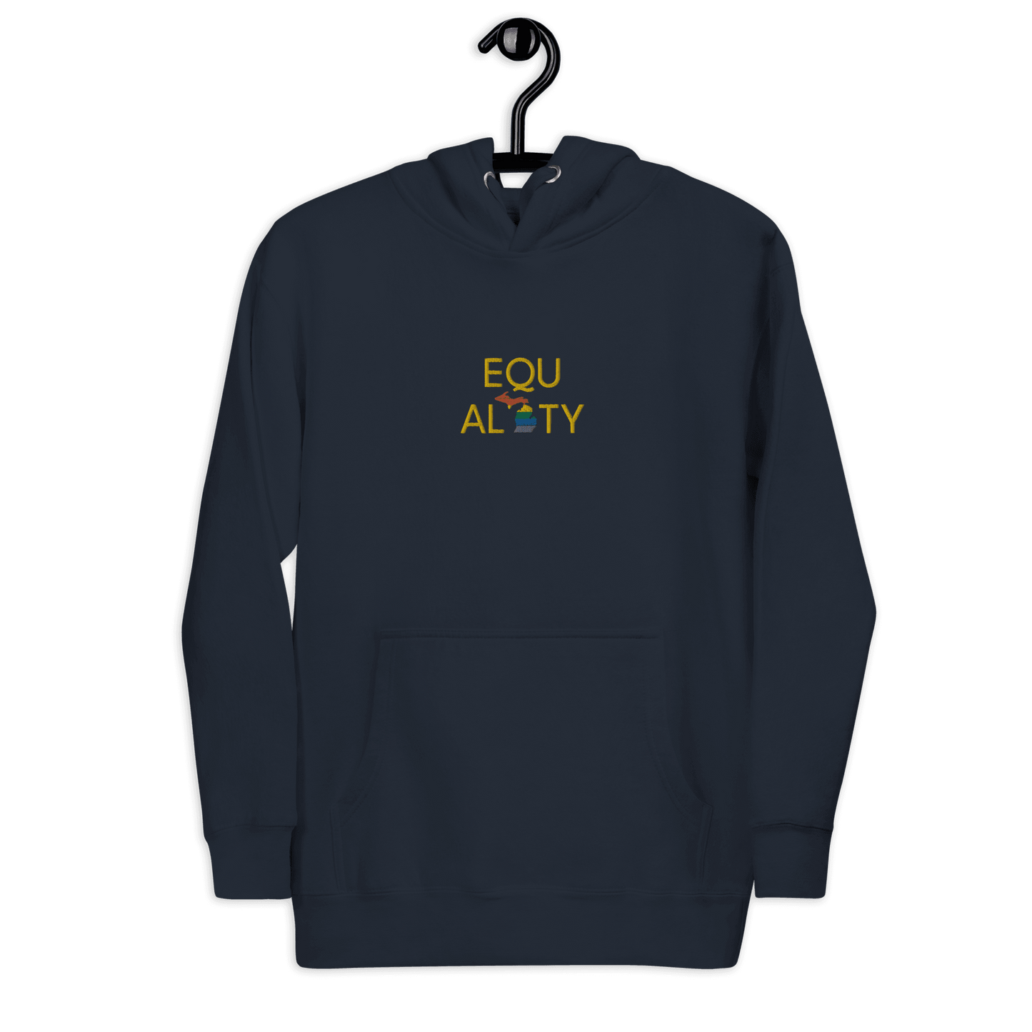 Michigan 'Equality' Premium Hoodie (w/ LGBTQ Pride Colors) | Embroidered - Circumspice Michigan