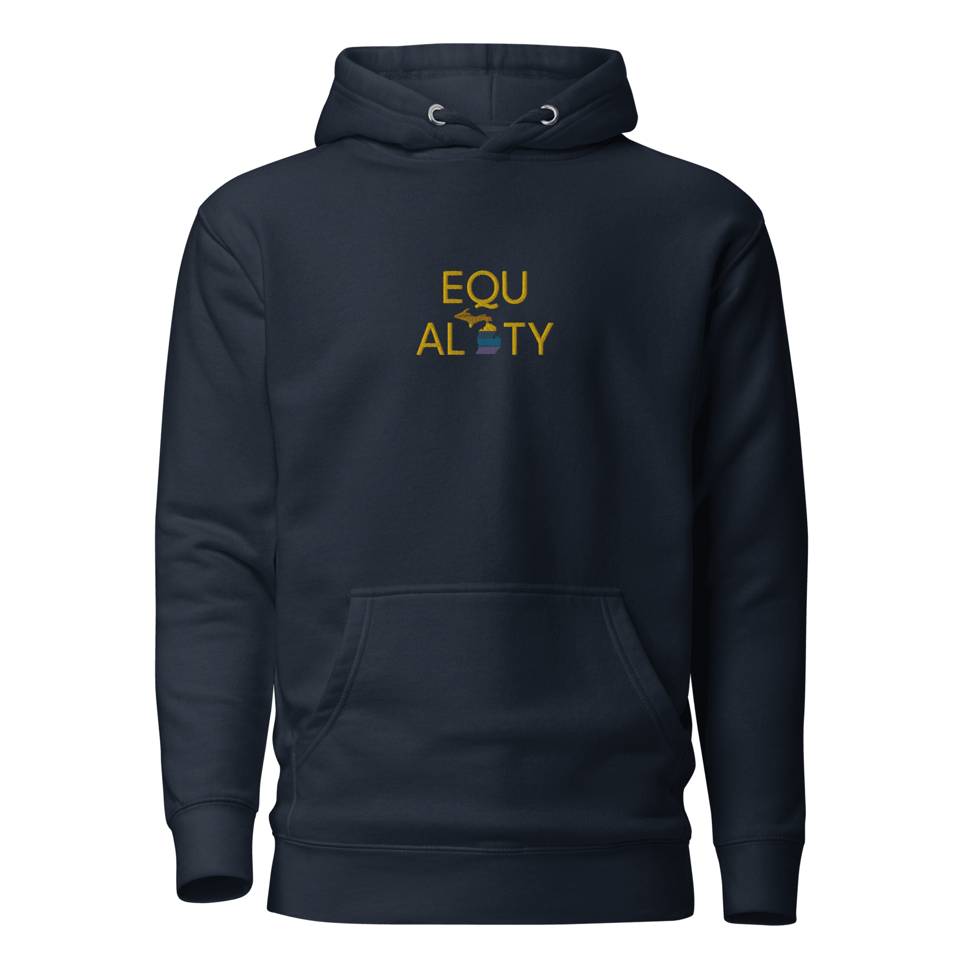 Michigan 'Equality' Premium Hoodie (w/ LGBTQ Pride Colors) | Embroidered - Circumspice Michigan