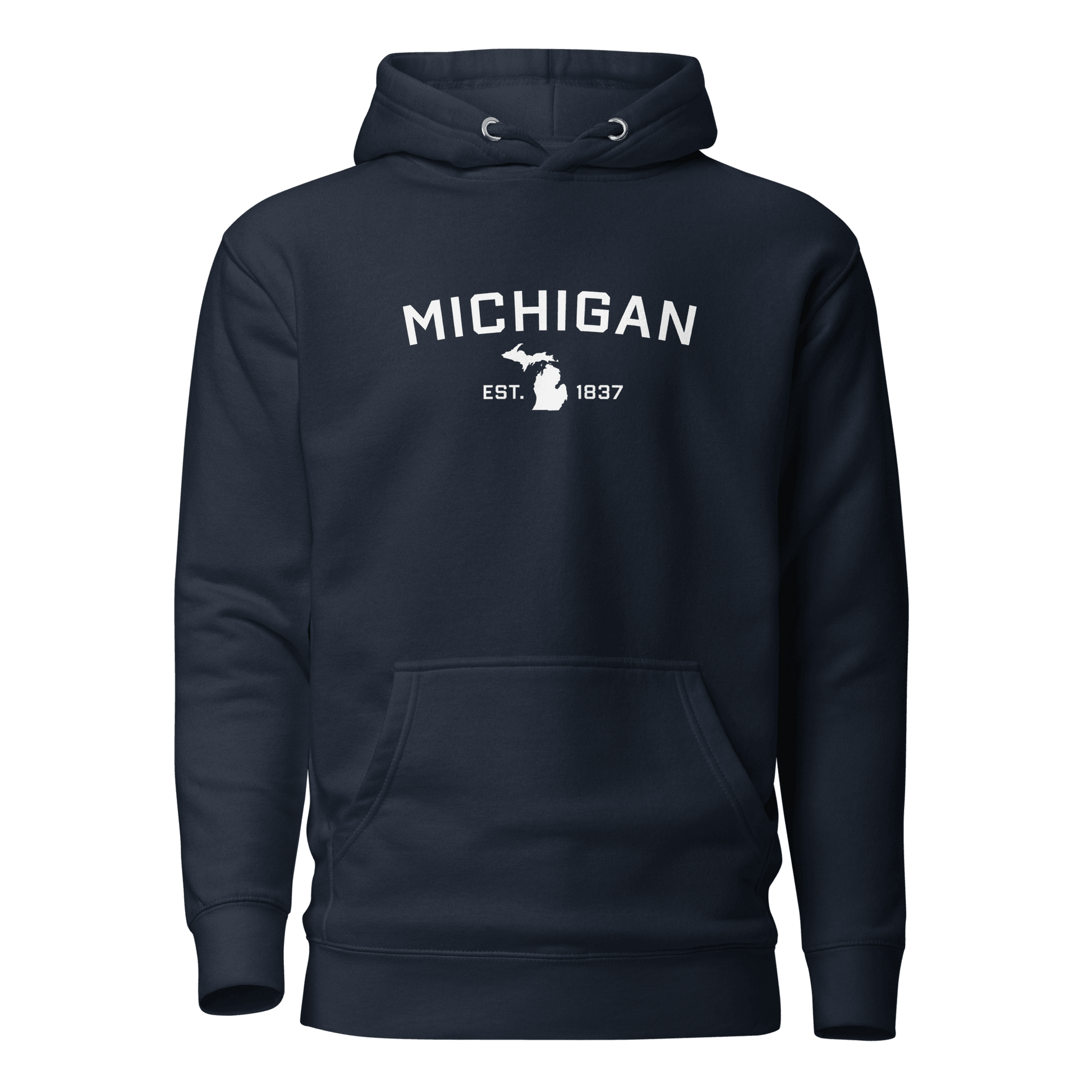 'Michigan EST 1837' Hoodie (w/ Michigan Outline) | Unisex Premium - Circumspice Michigan