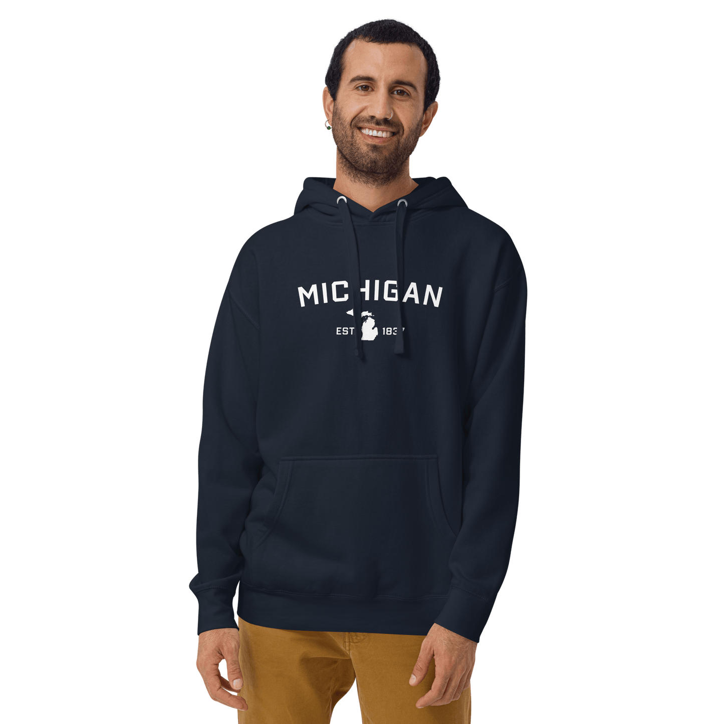 'Michigan EST 1837' Hoodie (w/ Michigan Outline) | Unisex Premium - Circumspice Michigan