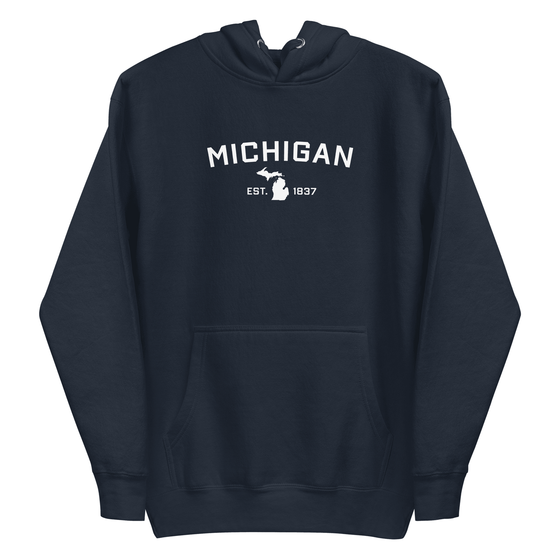 'Michigan EST 1837' Hoodie (w/ Michigan Outline) | Unisex Premium - Circumspice Michigan