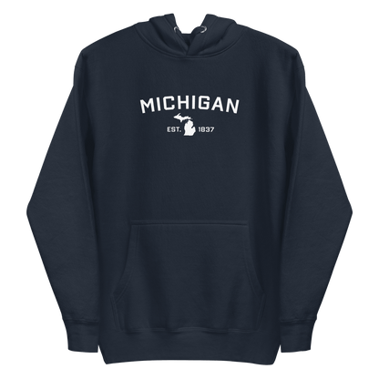 'Michigan EST 1837' Hoodie (w/ Michigan Outline) | Unisex Premium - Circumspice Michigan