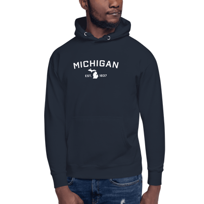 'Michigan EST 1837' Hoodie (w/ Michigan Outline) | Unisex Premium - Circumspice Michigan