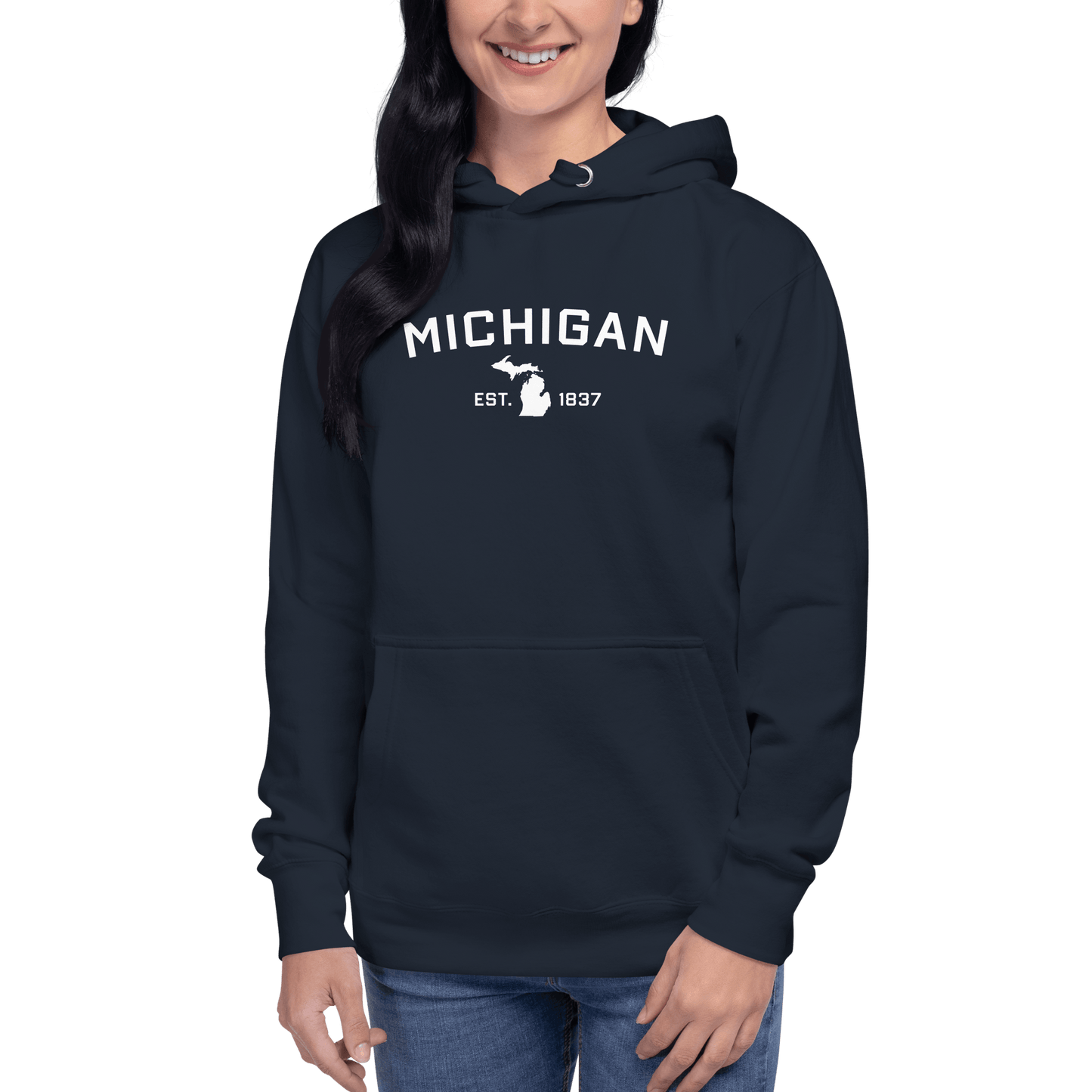 'Michigan EST 1837' Hoodie (w/ Michigan Outline) | Unisex Premium - Circumspice Michigan