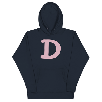 Detroit 'Old French D' Hoodie (Pink Full Body Outline) | Unisex Premium - Circumspice Michigan