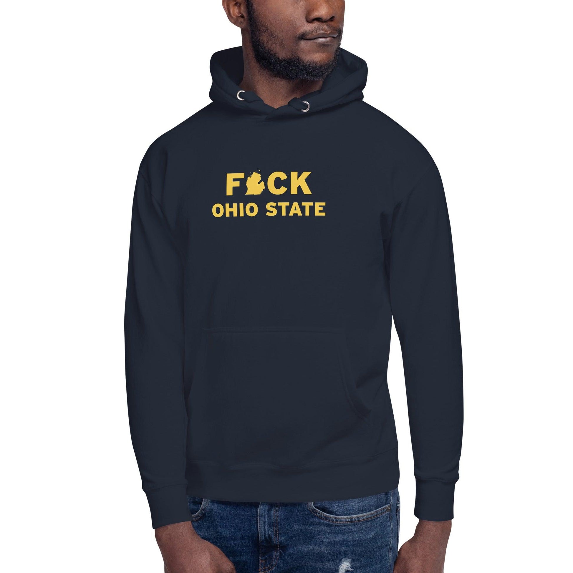 'F*ck Ohio State' Hoodie (Gold Type w/ Lower Peninsula Outline ) | Unisex Premium - Circumspice Michigan