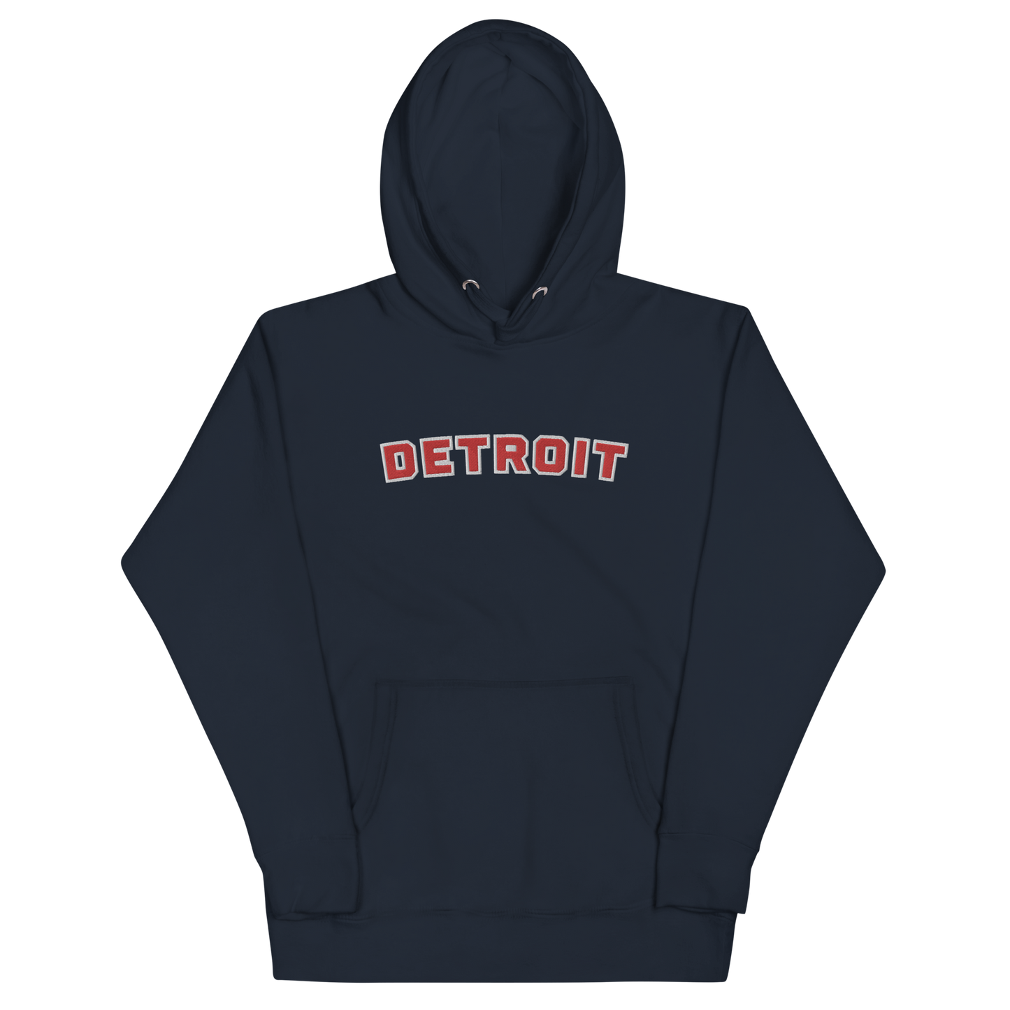 'Detroit' Unisex Premium Hoodie (Athletic Font) | Red Embroidery