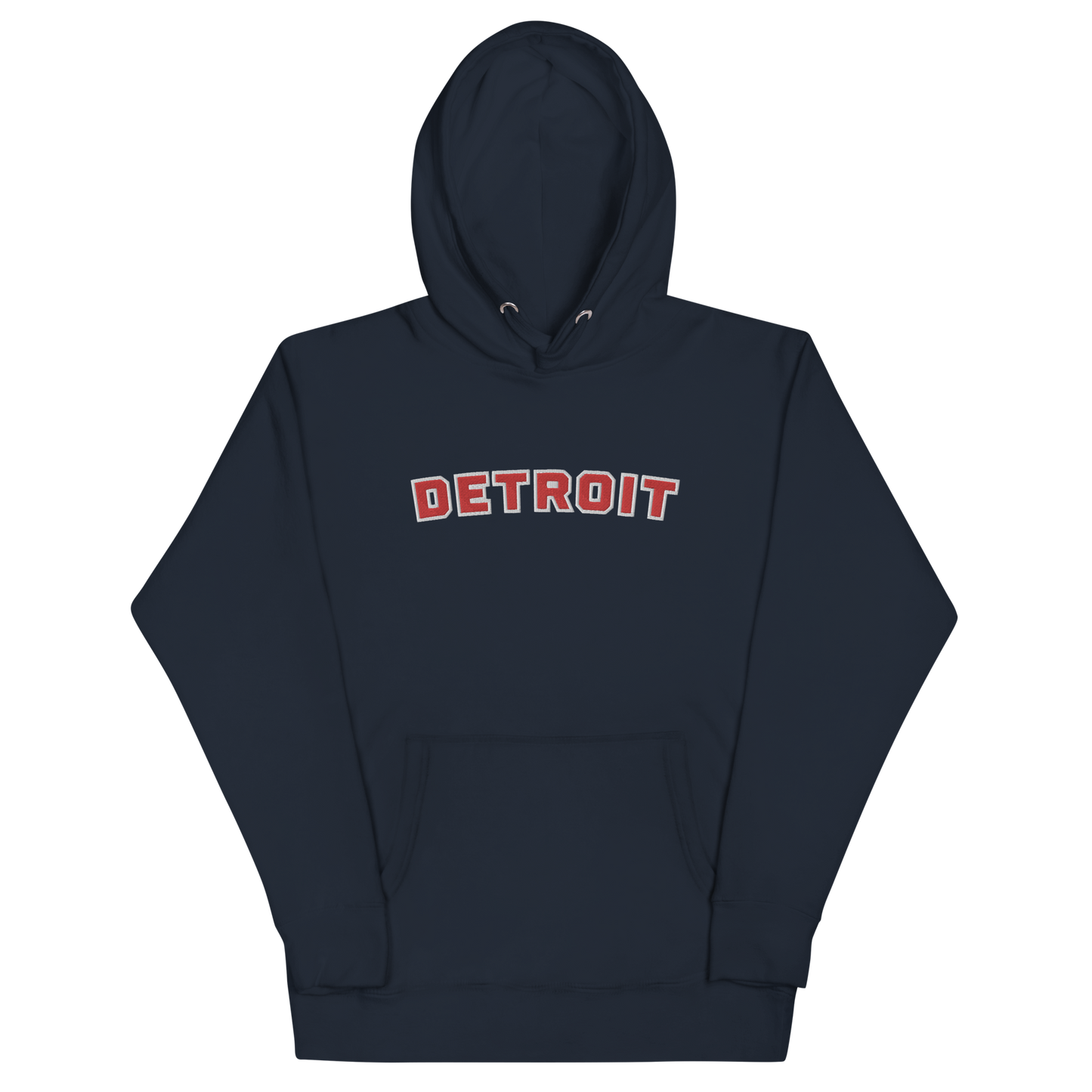 'Detroit' Unisex Premium Hoodie (Athletic Font) | Red Embroidery