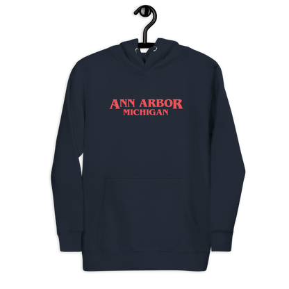 'Ann Arbor Michigan' Unisex Premium Hoodie (1980s Drama Parody)