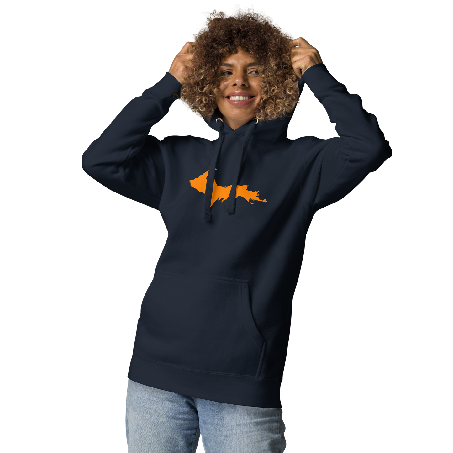 Michigan Upper Peninsula Hoodie (w/ Orange UP Outline) | Unisex Premium