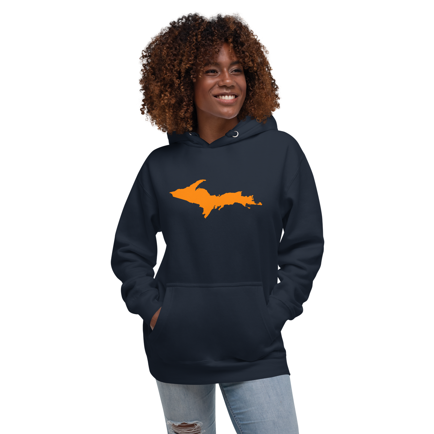 Michigan Upper Peninsula Hoodie (w/ Orange UP Outline) | Unisex Premium